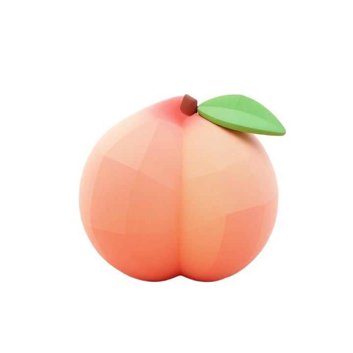 Charming Low Poly Cartoon Peach with Leaf Decorative STL Figure