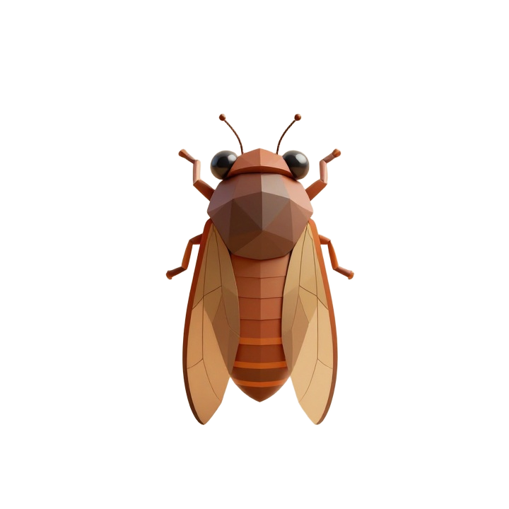 Charming Low Poly Cicada STL Figure in Upright Cartoon Pose