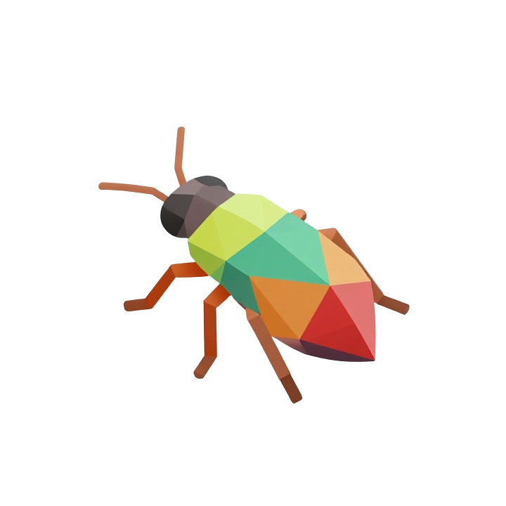 Colorful Low Poly Flea STL Model with Segmented Body and Crisp Geometric Detail