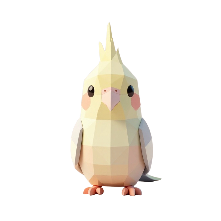 Cute Low Poly Cockatiel Desktop Figurine STL for Decorative 3D Printing Display