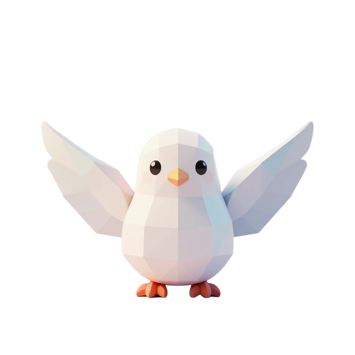 Cute Low Poly Dove Desktop Figurine in Calm Front Pose
