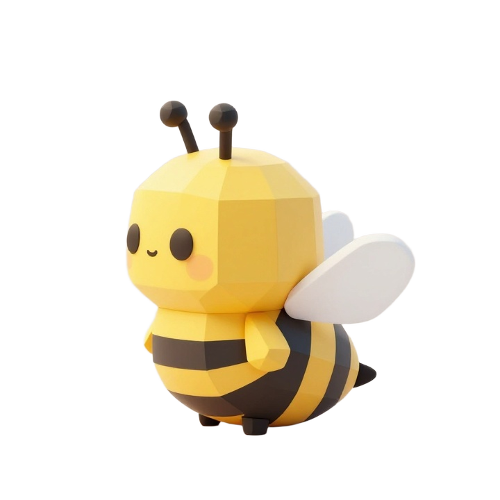 Cute Low Poly Honey Bee Desktop Figurine STL for Modern Decorative Display