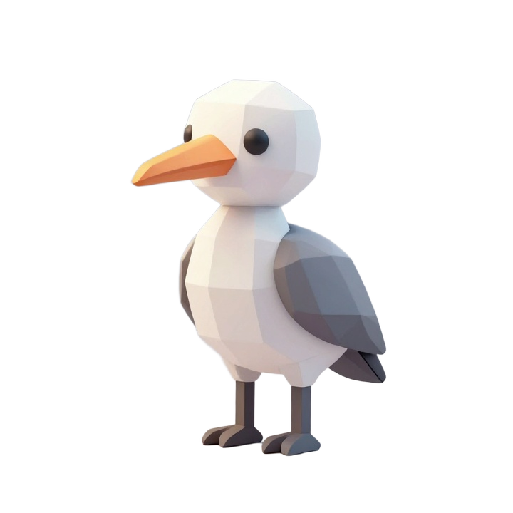 Cute Low Poly Ibis Figurine STL in Calm Three Quarter Pose