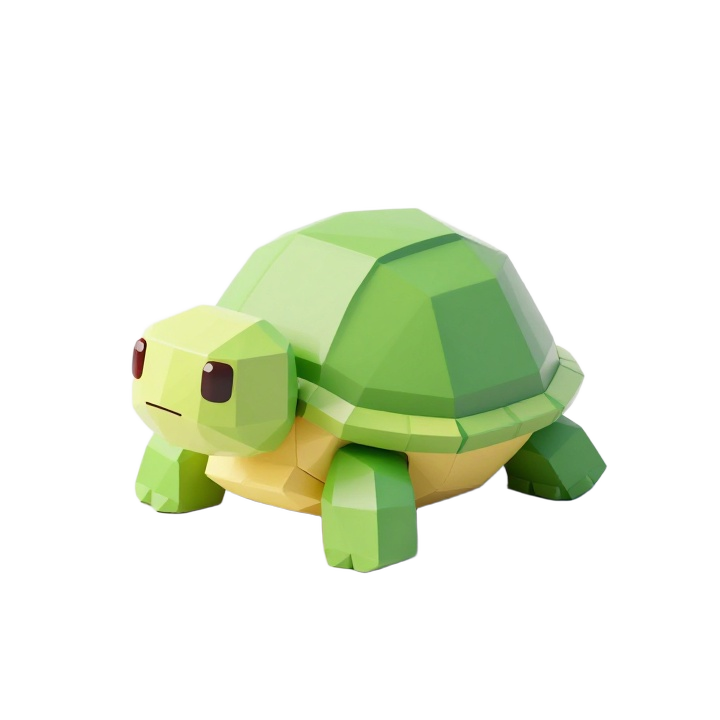 Cute Low Poly Red-Eared Slider Turtle Desktop Figurine STL