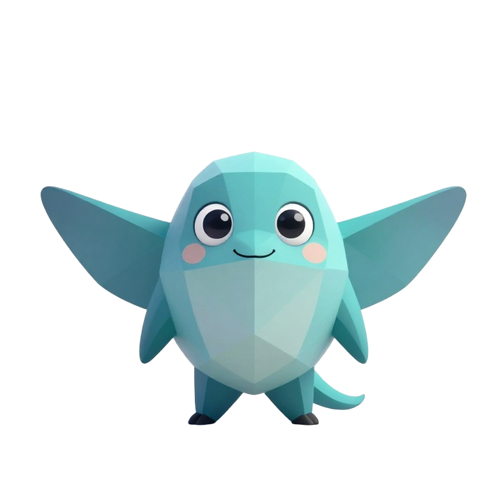 Cute Low Poly Stingray STL Figurine with Friendly Front View Pose