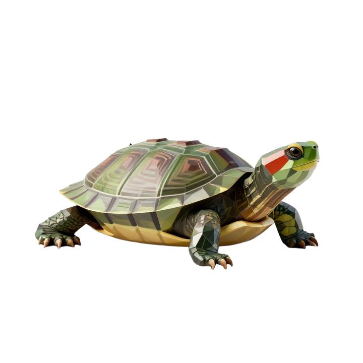 Decorative Low Poly Red-Eared Slider Turtle STL Sculpture