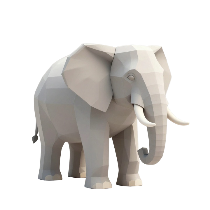 Elegant Low Poly Asian Elephant Decorative STL Sculpture