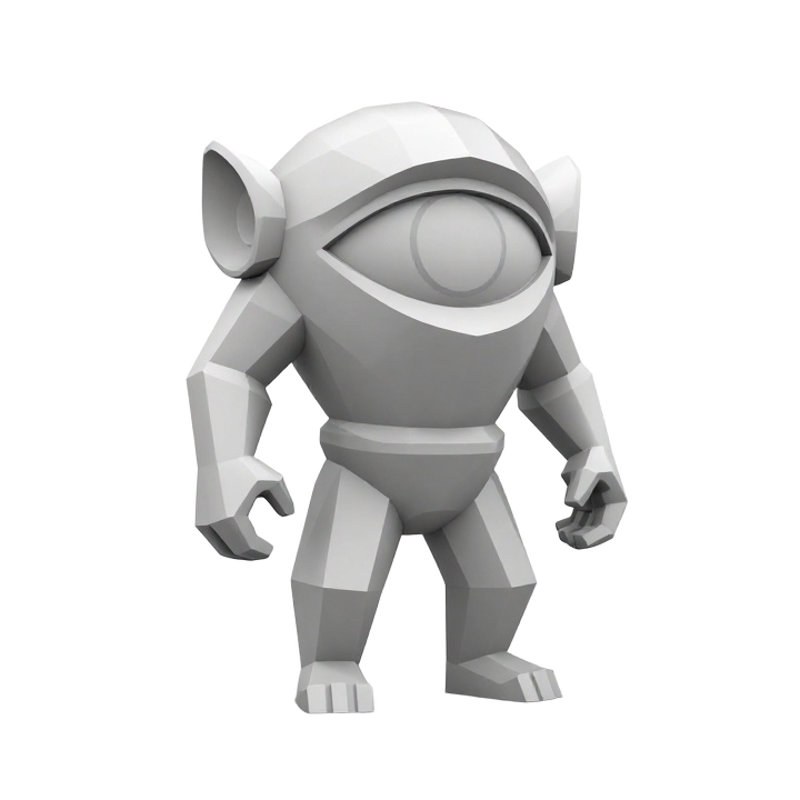 Elegant Low Poly Cyclops Hero Figure STL for Decorative Display
