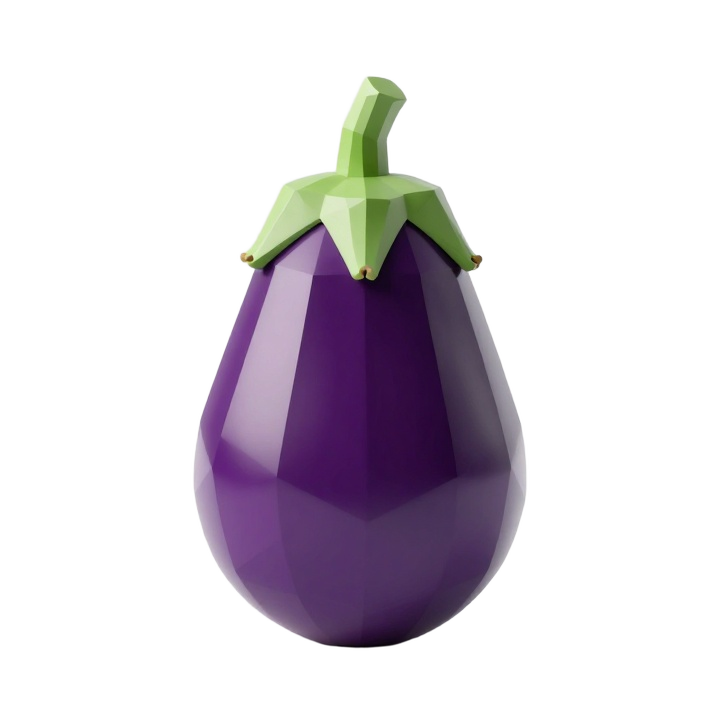 Elegant Low Poly Eggplant STL Decorative Geometric Vegetable Sculpture