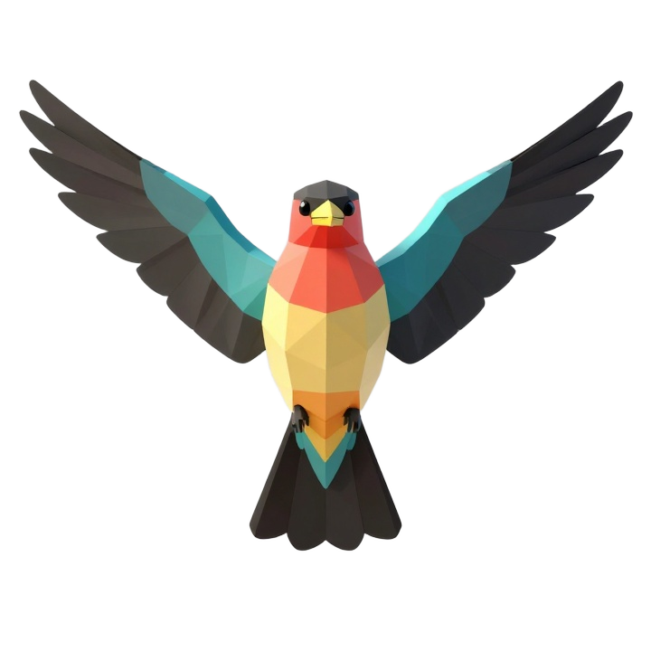 Elegant Low Poly Frigatebird STL Sculpture, Front View Decorative Bird Model