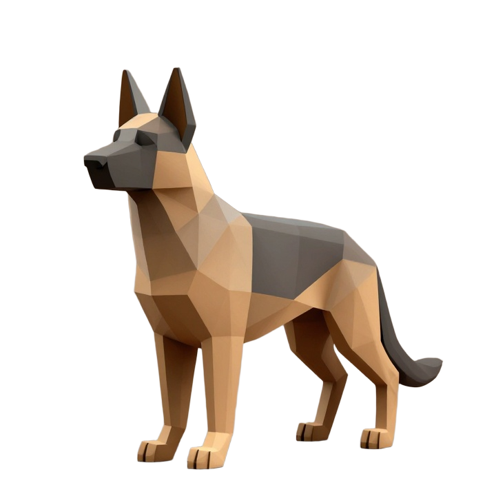 Elegant Low Poly German Shepherd Decorative STL Sculpture