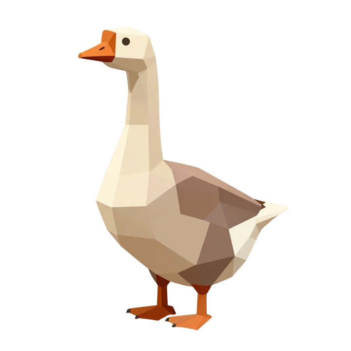 Elegant Low Poly Goose STL Model in Side Profile Pose