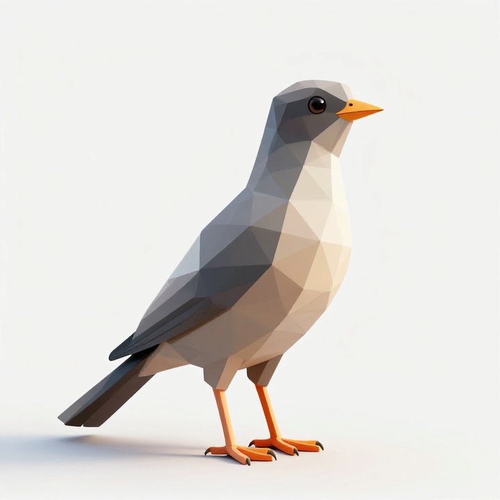 Elegant Low Poly Lark Bird Sculpture STL for Modern Decorative 3D Printing
