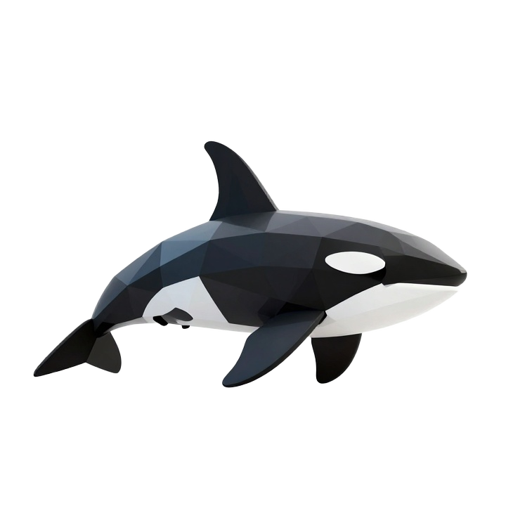 Elegant Low Poly Orca Side View Decorative STL Sculpture