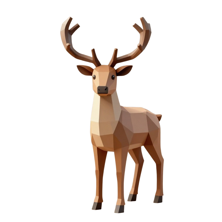 Elegant Low Poly Reindeer Figurine STL for Modern Decorative Display
