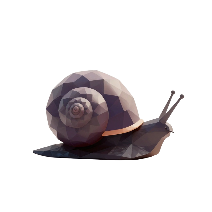 Elegant Low Poly Snail STL Sculpture with Faceted Shell and Balanced Decorative Form
