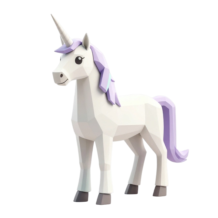 Elegant Low Poly Unicorn STL in Calm Standing Pose