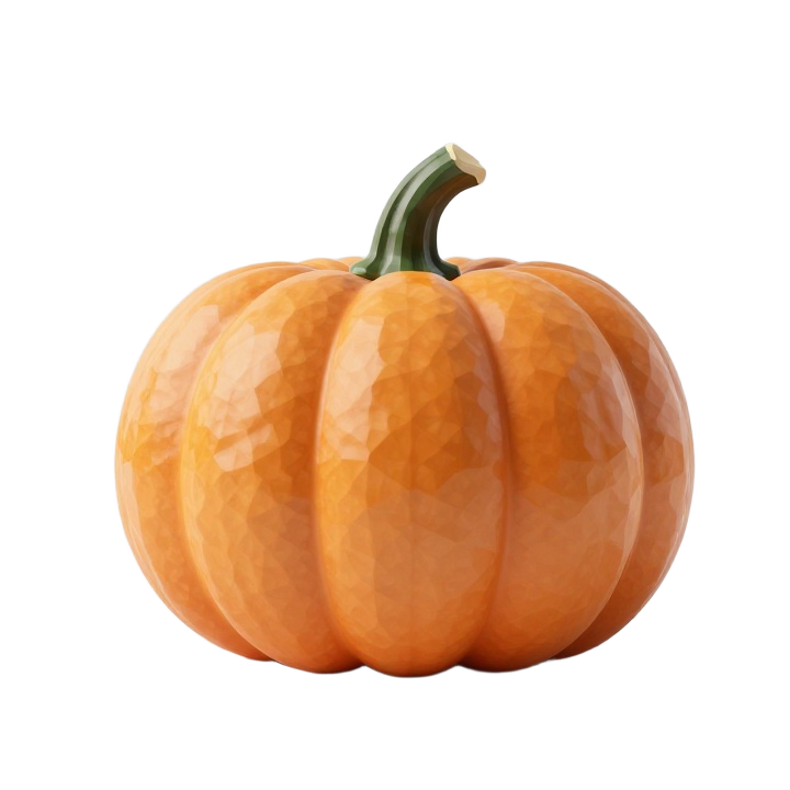 Faceted Low Poly Pumpkin STL with Natural Stem and Clean Decorative Silhouette
