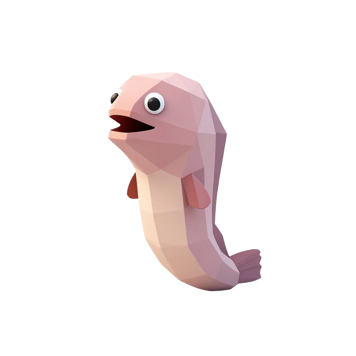 Friendly Low Poly Moray Eel STL Figure in Upright Cartoon Pose