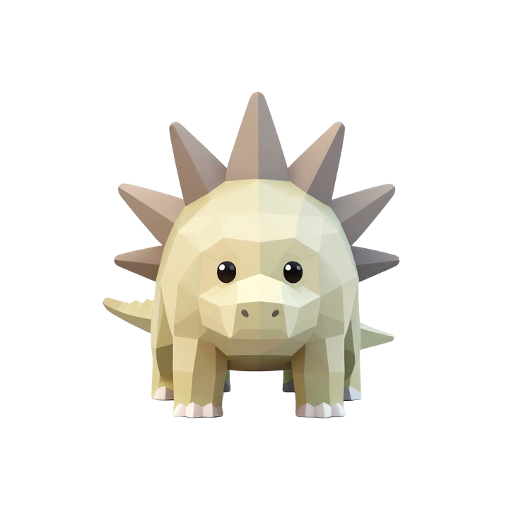 Friendly Low Poly Stegosaurus STL with Front-Facing Cartoon Silhouette