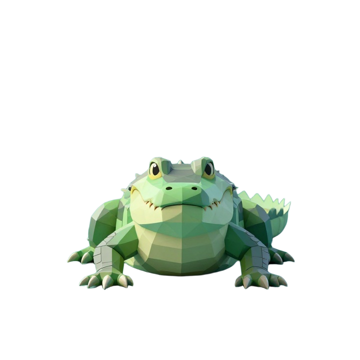 Front-Facing Low Poly Fantasy Alligator STL Sculpture