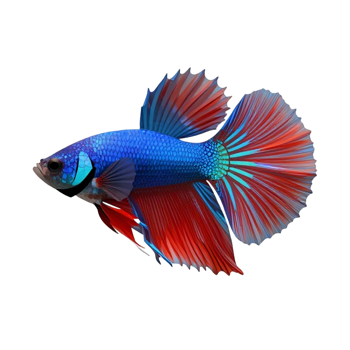 Front View Low Poly Betta Fish STL with Elegant Spread Fins