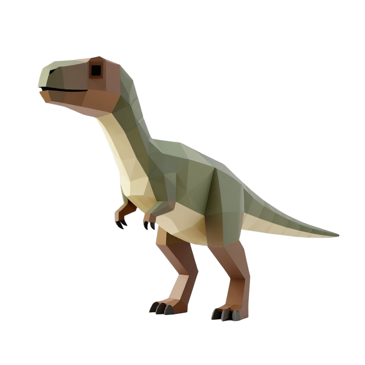 Low Poly Allosaurus Standing Dinosaur STL for Modern Display