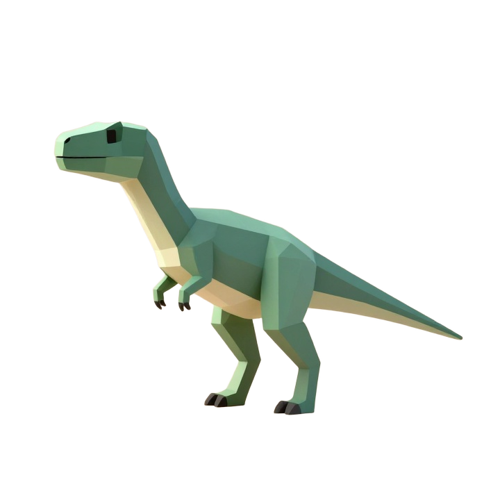 Low Poly Allosaurus STL in Calm Standing Pose with Clean Minimalist Silhouette