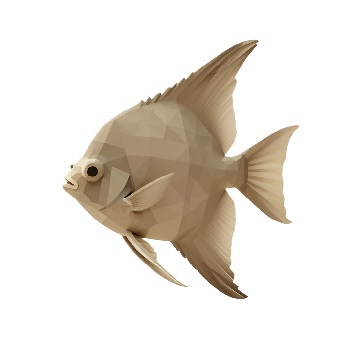 Low Poly Angelfish STL Sculpture in Calm Angled Pose