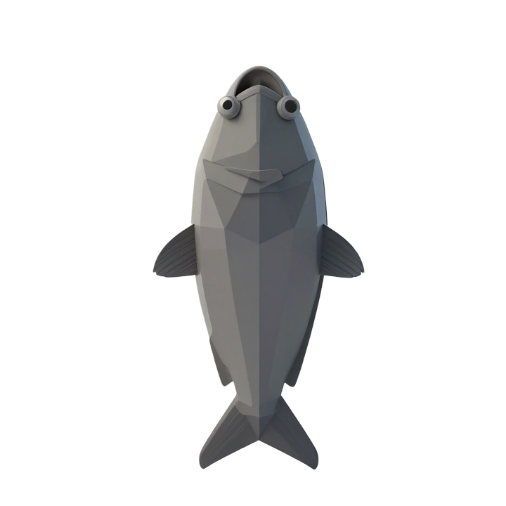 Low Poly Anglerfish STL Model in Natural Front Pose for Modern Display