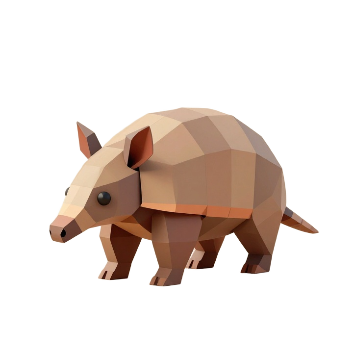 Low Poly Armadillo Standing Figure with Geometric Armor Plates