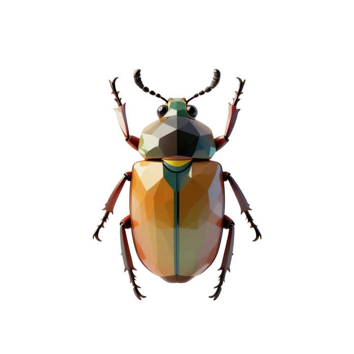 Low Poly Beetle STL Sculpture with Symmetrical Faceted Anatomy