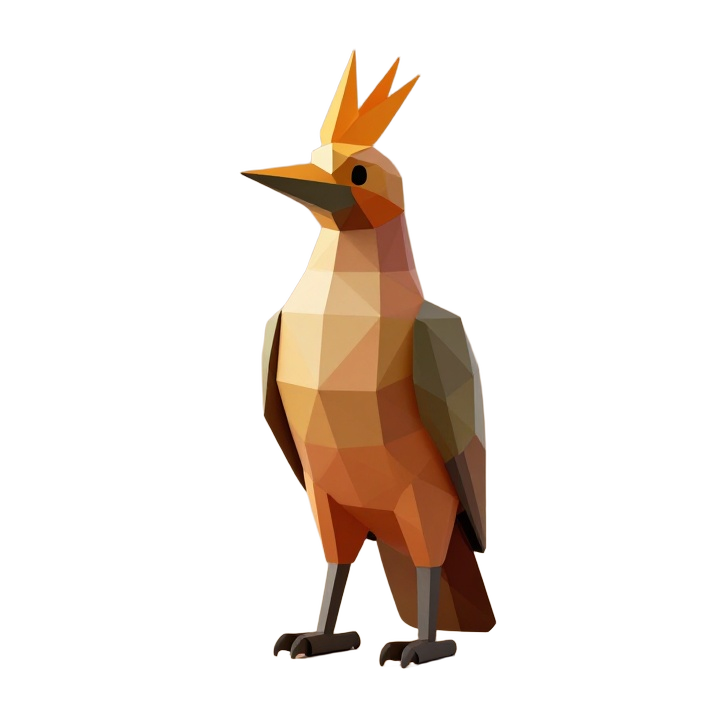 Low Poly Bird of Paradise STL Sculpture in Elegant Upright Front Pose