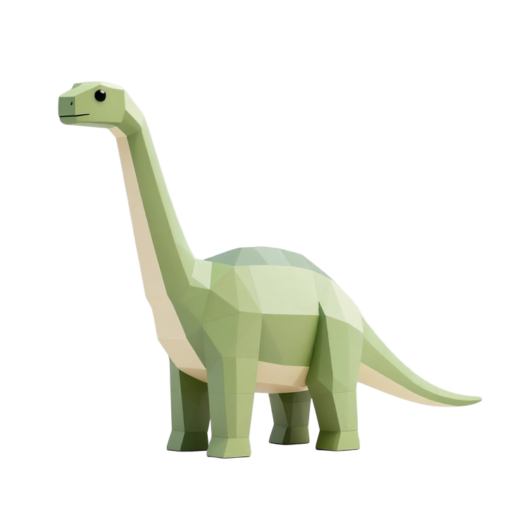 Low Poly Brachiosaurus STL Figurine with Elegant Side Profile
