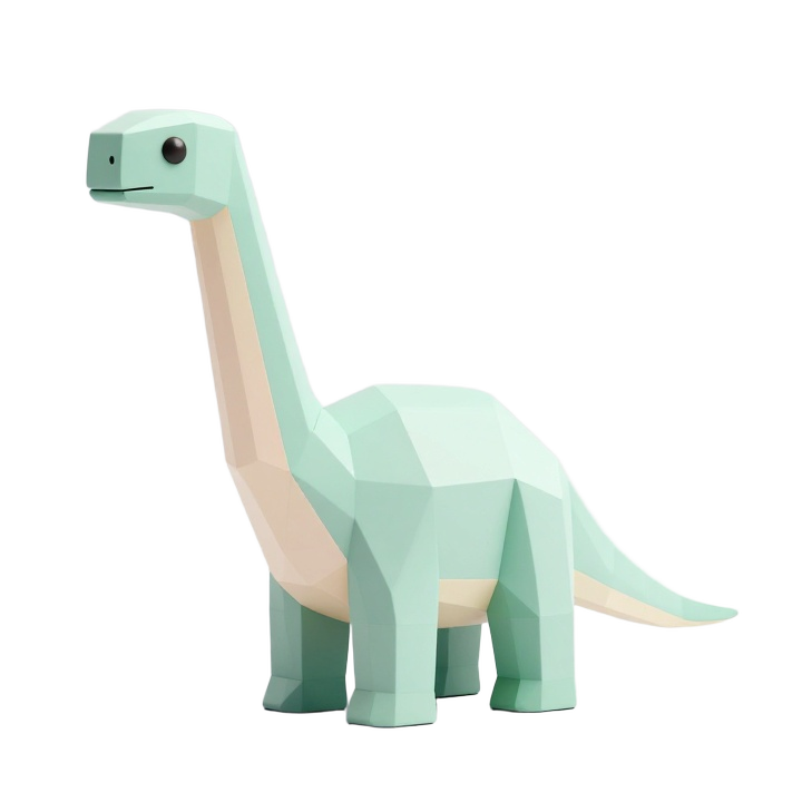 Low Poly Brontosaurus Toy STL with Long Neck and Playful Modern Silhouette
