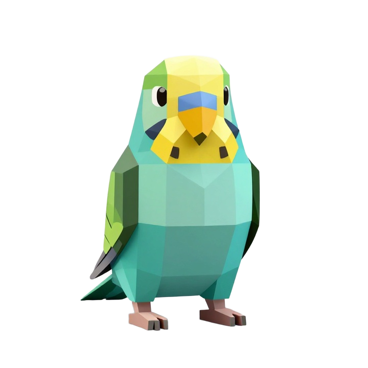 Low Poly Budgerigar Front Pose Decorative STL Figure