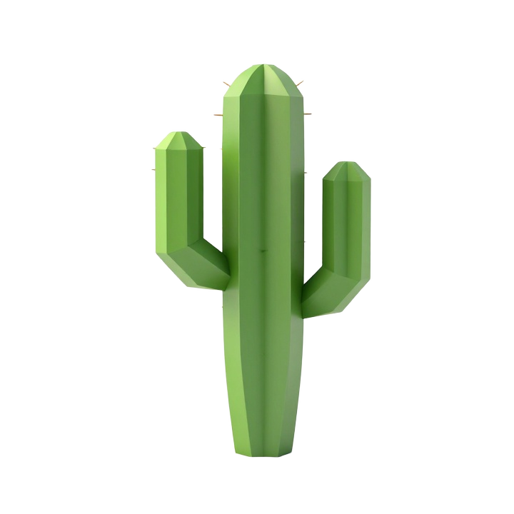 Low Poly Cactus Sculpture STL with Sharp Faceted Desert Form