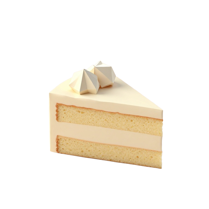 Low Poly Cake Slice STL with Layered Frosting and Decorative Topping