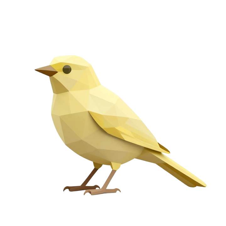 Low Poly Canary STL Sculpture in Side View with Clean Geometric Silhouette