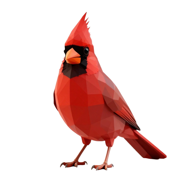Low Poly Cardinal Bird STL in Calm Three Quarter Pose
