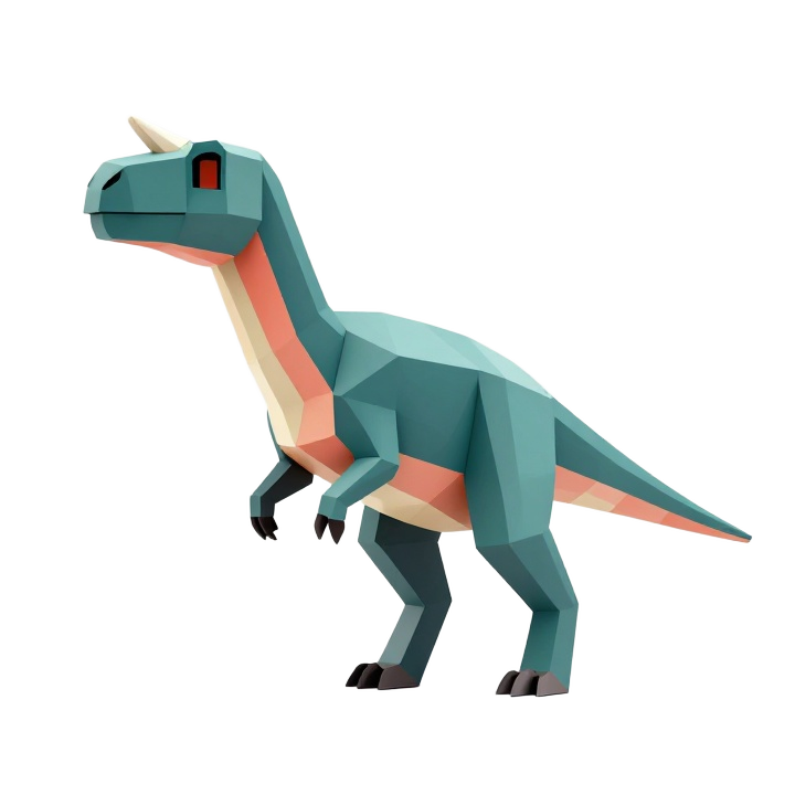 Low Poly Ceratosaurus in Dynamic Graceful Display Pose STL Model