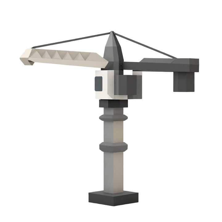Low Poly Crane STL Sculpture in Three-Quarter Front Pose
