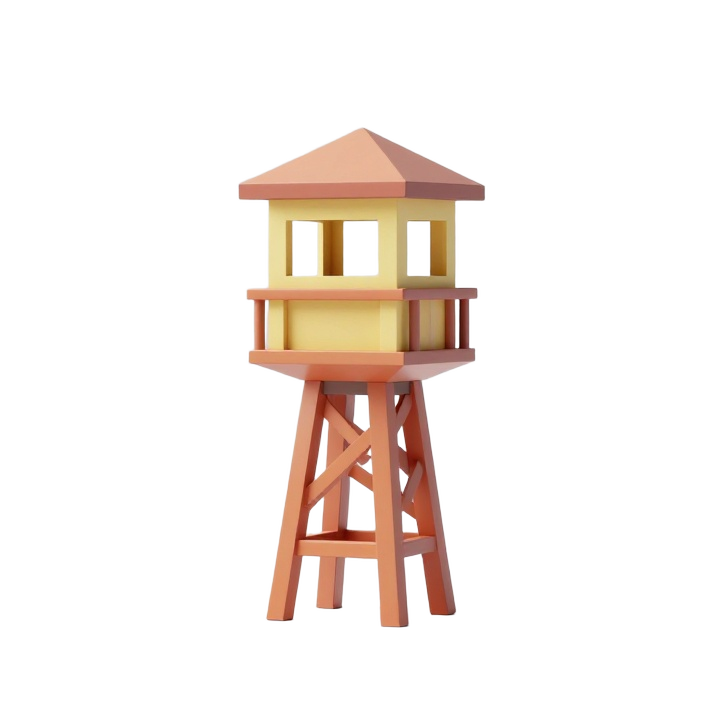 Low Poly Cute Watch Tower STL for 3D Printing Display
