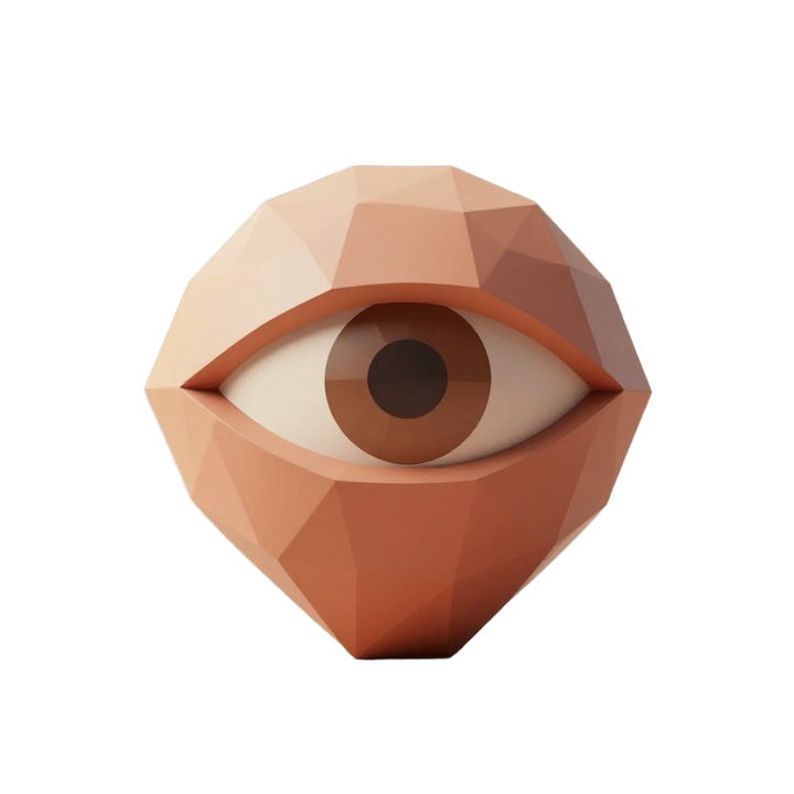 Low Poly Cyclops Figurine in Upright Geometric Isometric Style