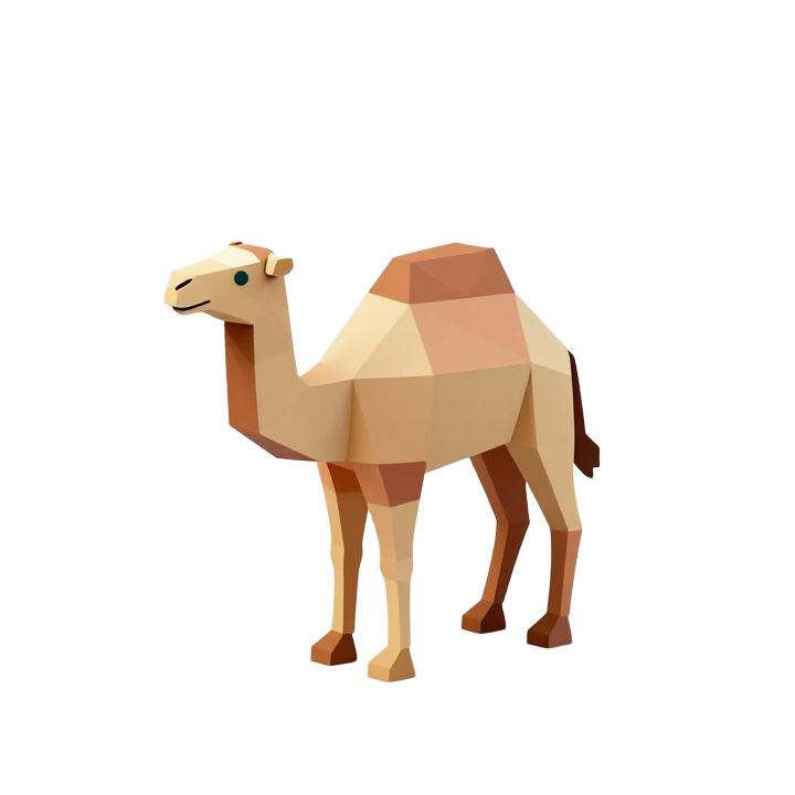 Low Poly Desert Camel Toy Figure Standing STL for Decorative 3D Printing