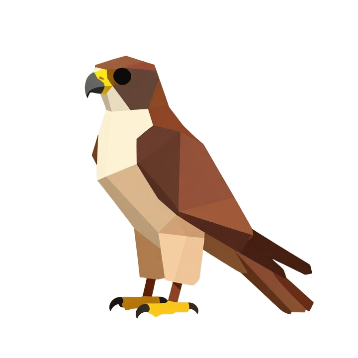 Low Poly Falcon Side View STL Sculpture with Clean Faceted Silhouette
