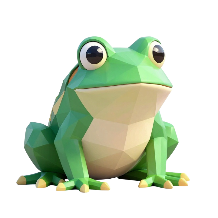 Low Poly Fantasy Bullfrog STL Sculpture with Majestic Pose
