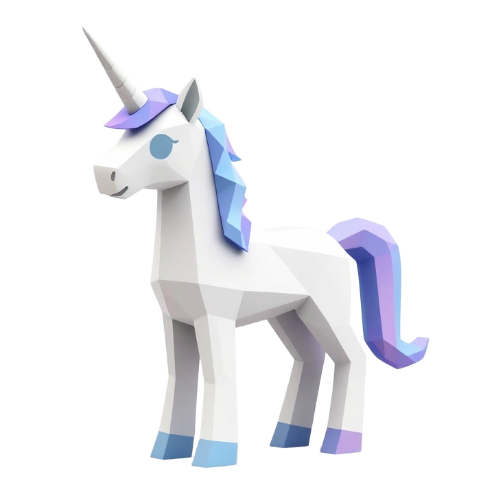 Low Poly Fantasy Unicorn STL with Elegant Faceted Silhouette
