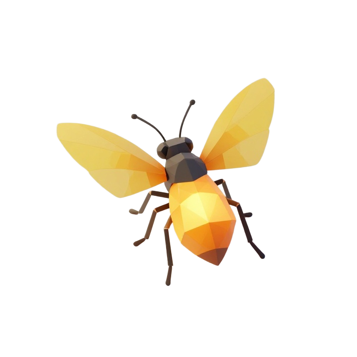 Low Poly Firefly Figurine with Glowing Abdomen and Elegant Decorative Pose