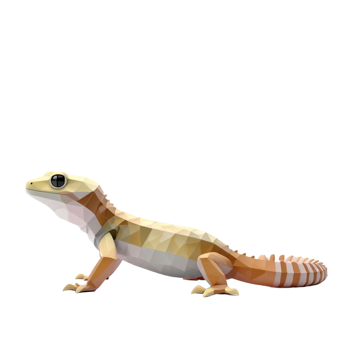 Low Poly Gecko Side View STL Sculpture with Clean Faceted Silhouette